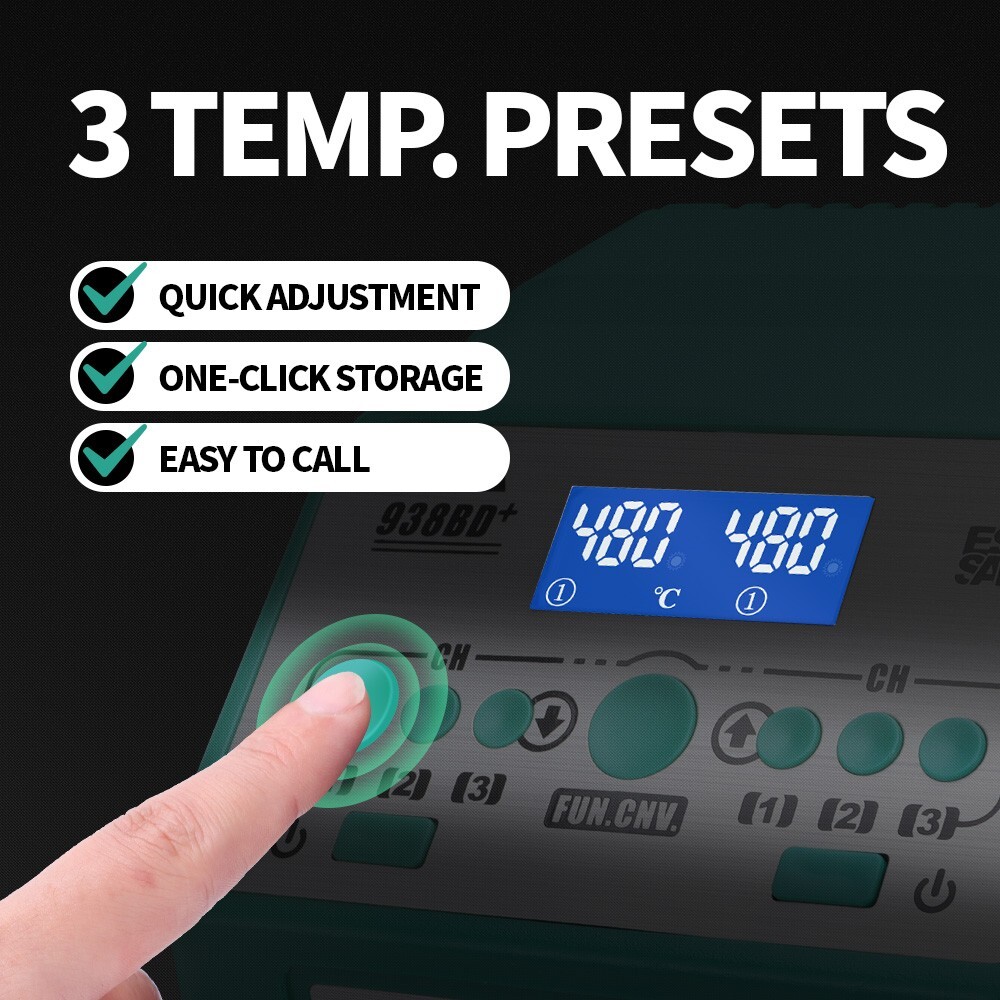 YIHUA 938BD+ Tweezers Soldering Station 2 in 1 Soldering Iron Kit Rework Station