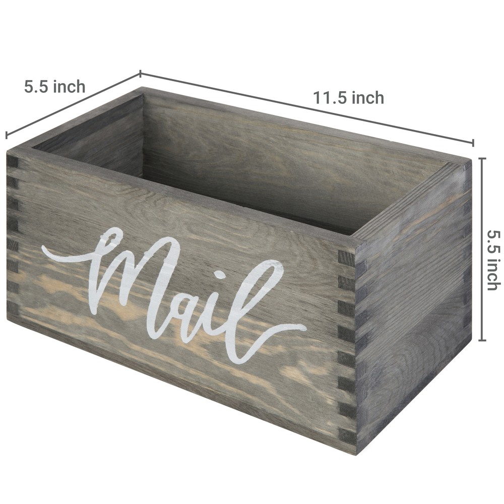MyGift Rustic Gray Wood Tabletop Decorative Mail Holder Box