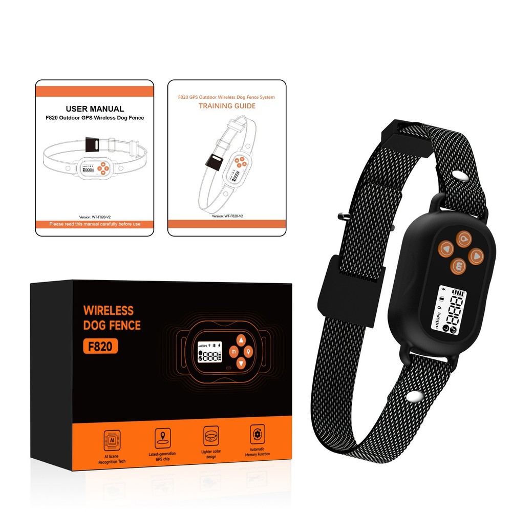 F820 GPS WIRELESS ELECTRONIC eDOG EFENCE COLLAR WATERPROOF Vibration or Static