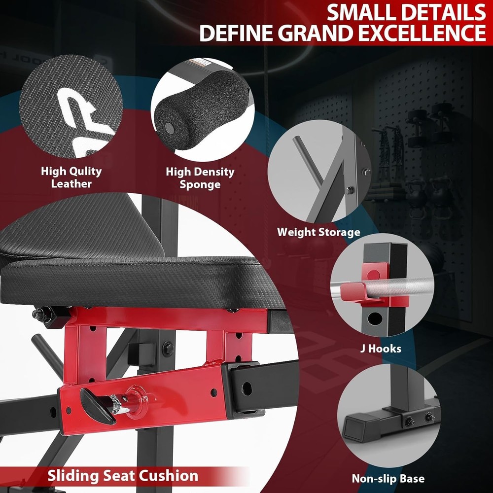 900LBS Weight Bench Set Multi-Purpose Foldable Workout Bench with Squat Rack /*