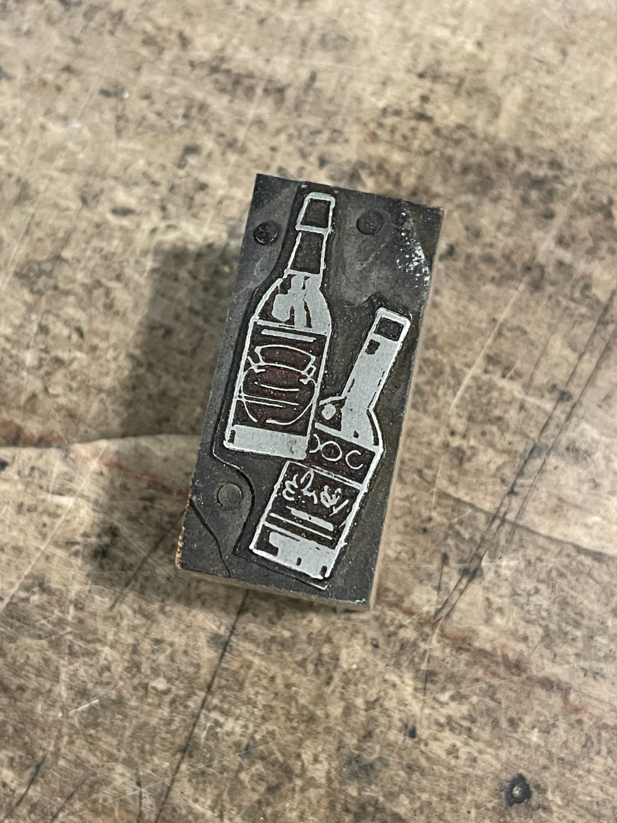 Printing Letterpress Printers Block Cocktails 2 Liquor Bottles Bartending (579)