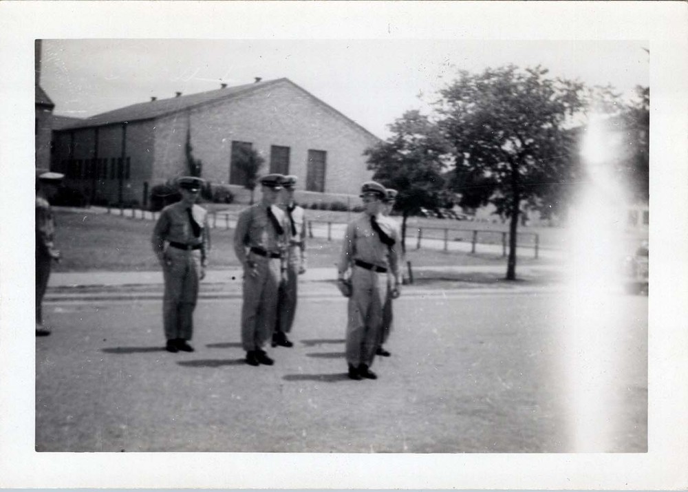 WW2 Photo of Officers Standing in Uniform on Road