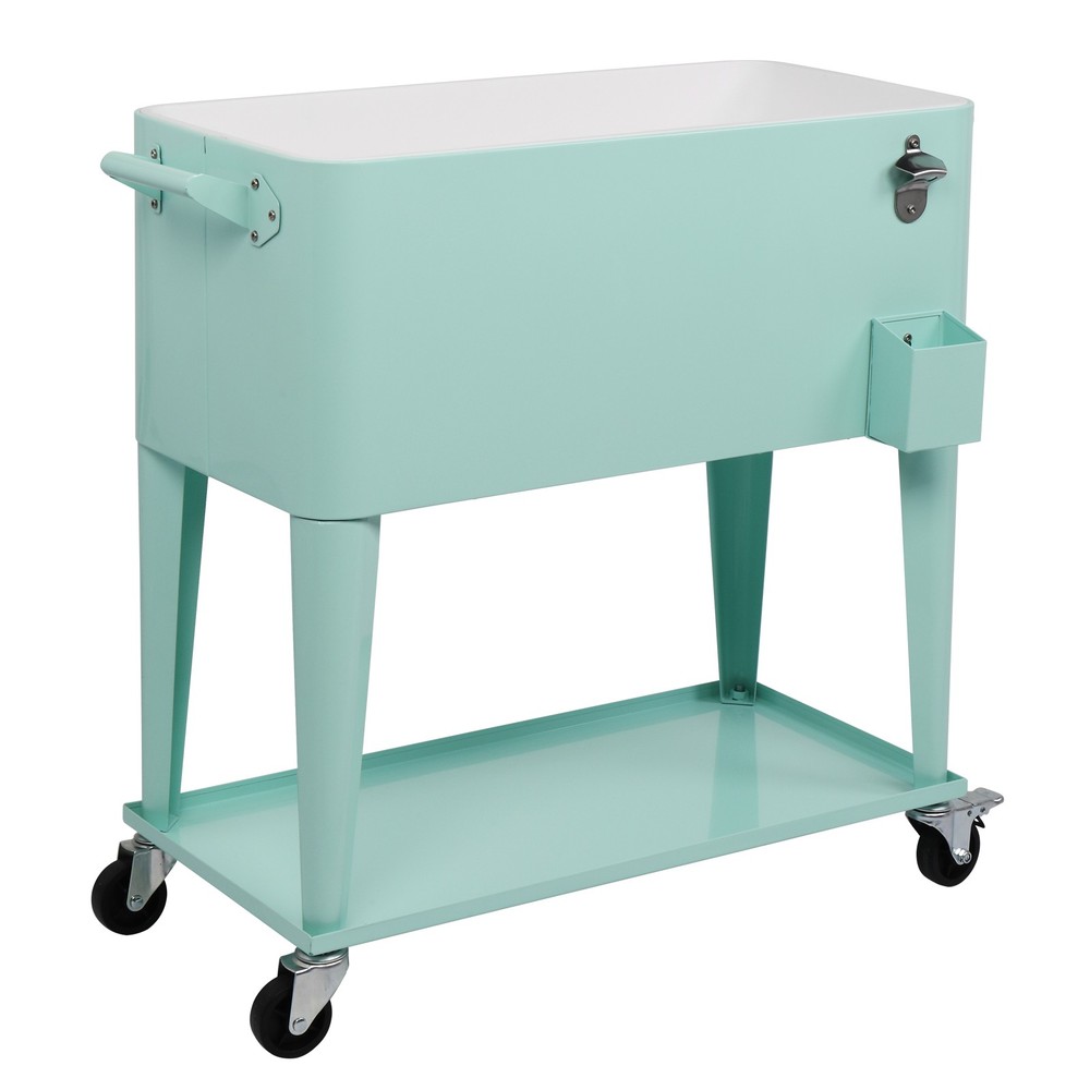 Rectangular Plastic Frozen Insulation Cart, Mint Green, Portable Cooler