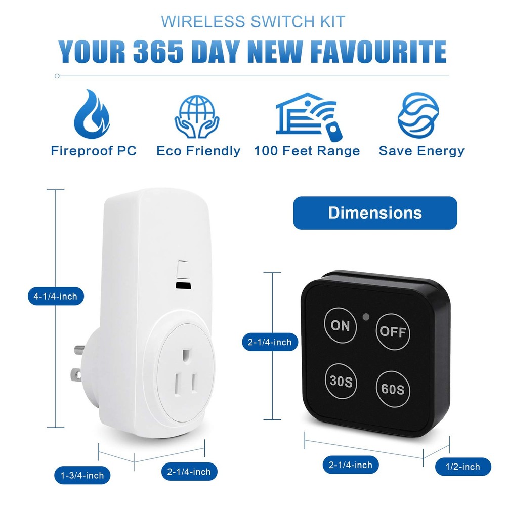 Garbage Disposal Wireless Switch Kit with 30s 60s Portable Timer Remote, Sink Wa