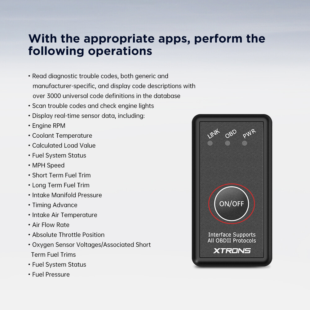 Mini Diagnostics Scanner OBD2 II Bluetooth Auto Power Switch Tools For Android