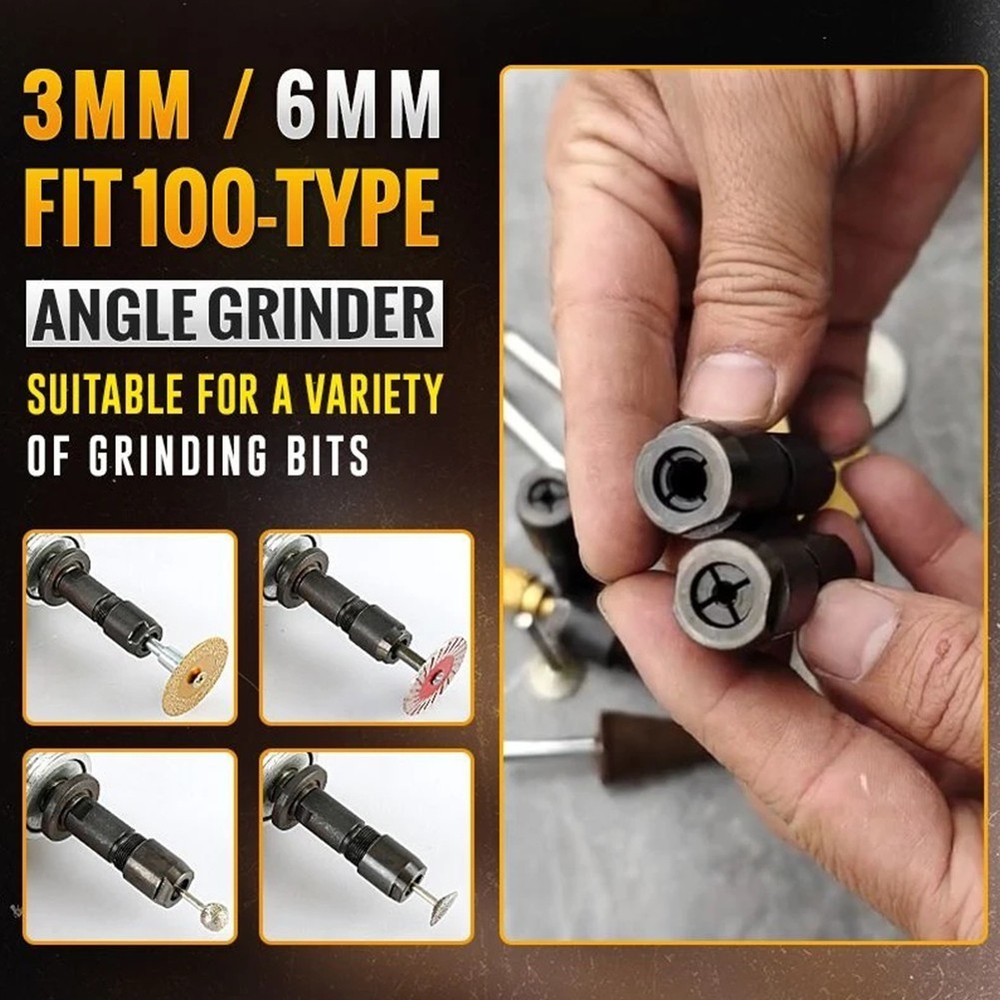 Angle Grinder to Straight Grinder Adapter Set 2pcs M10 Thread 3mm/6mm Options