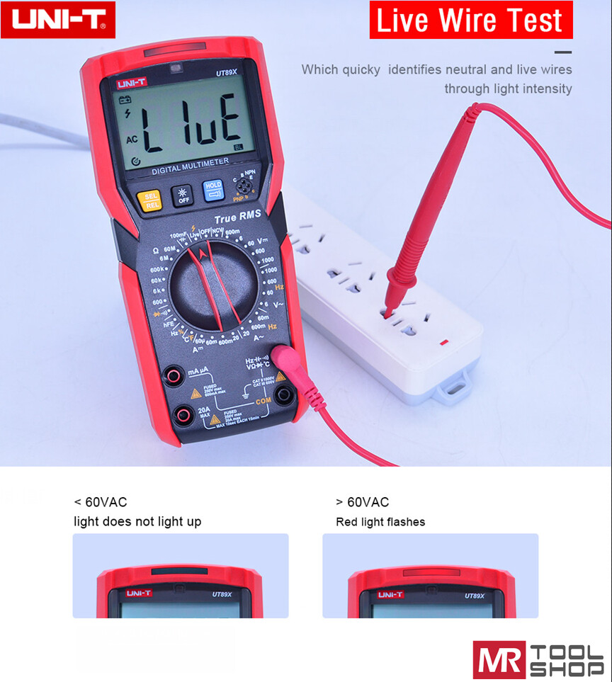 UNI-T UT89X TRMS NCV Multimeter Digital Voltmeter Ammeter Transistor Live Wire M