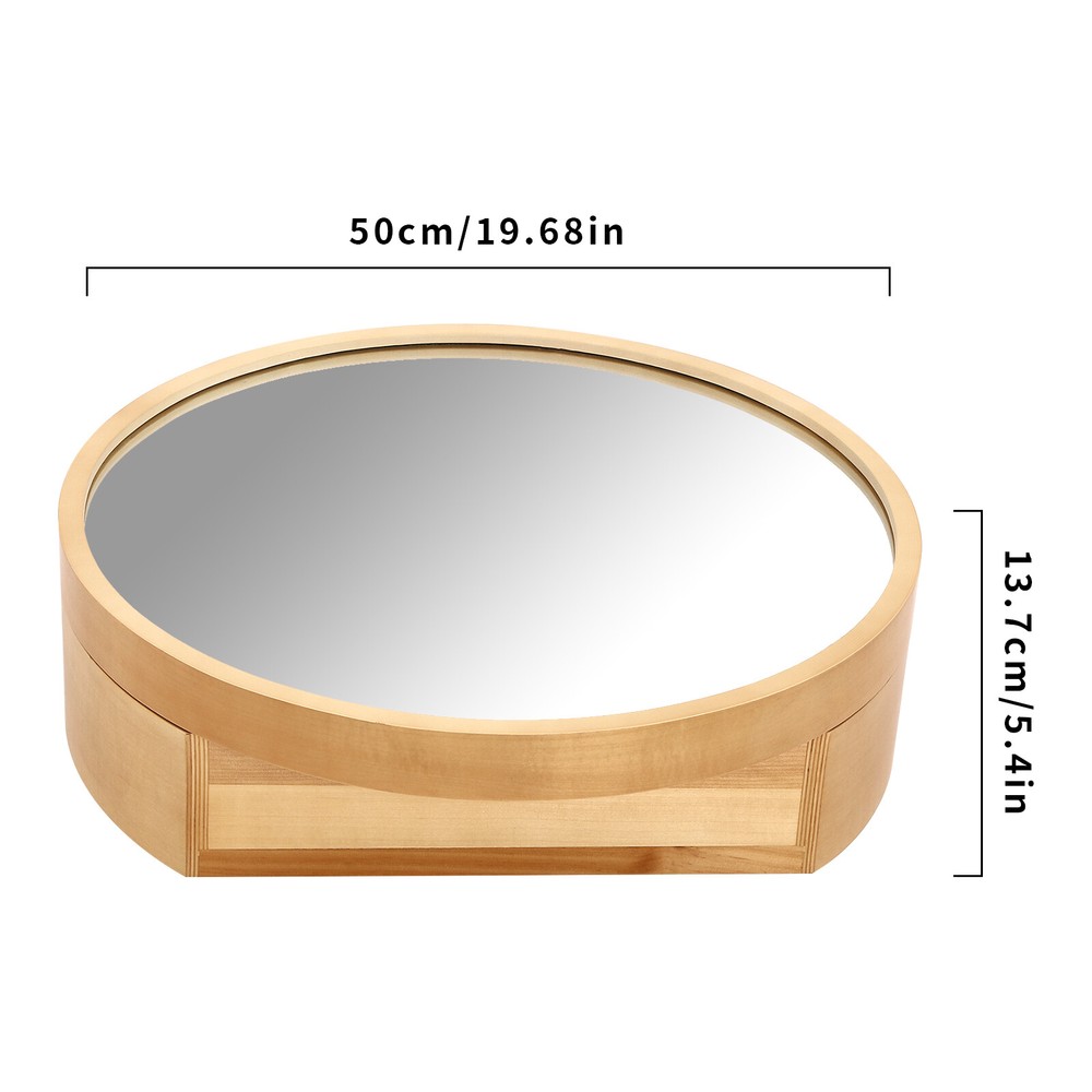 Round Log Colour Bathroom Mirror Cabinet Wall-mounted Organizer Makeup
