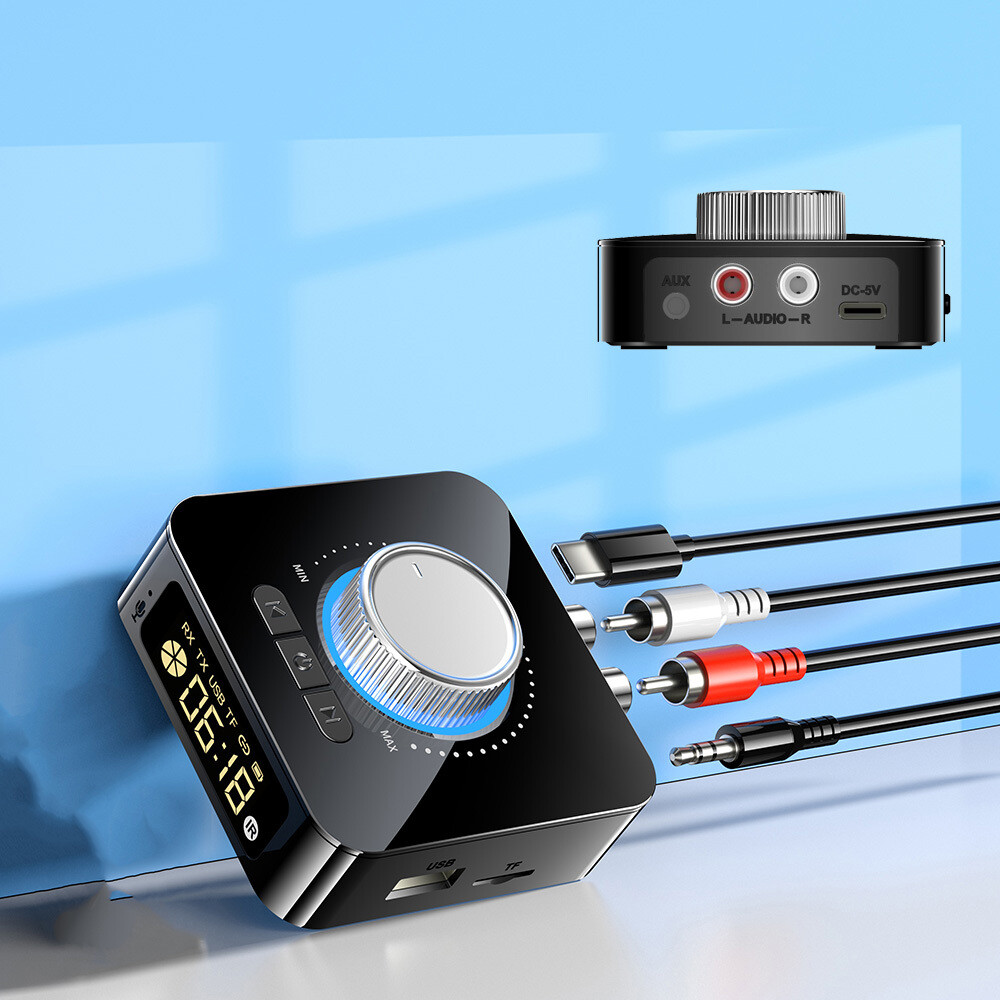 Bluetooth 5.0 Transmitter Receiver 2 IN 1 Wireless Audio 3.5mm Jack Aux Adapter