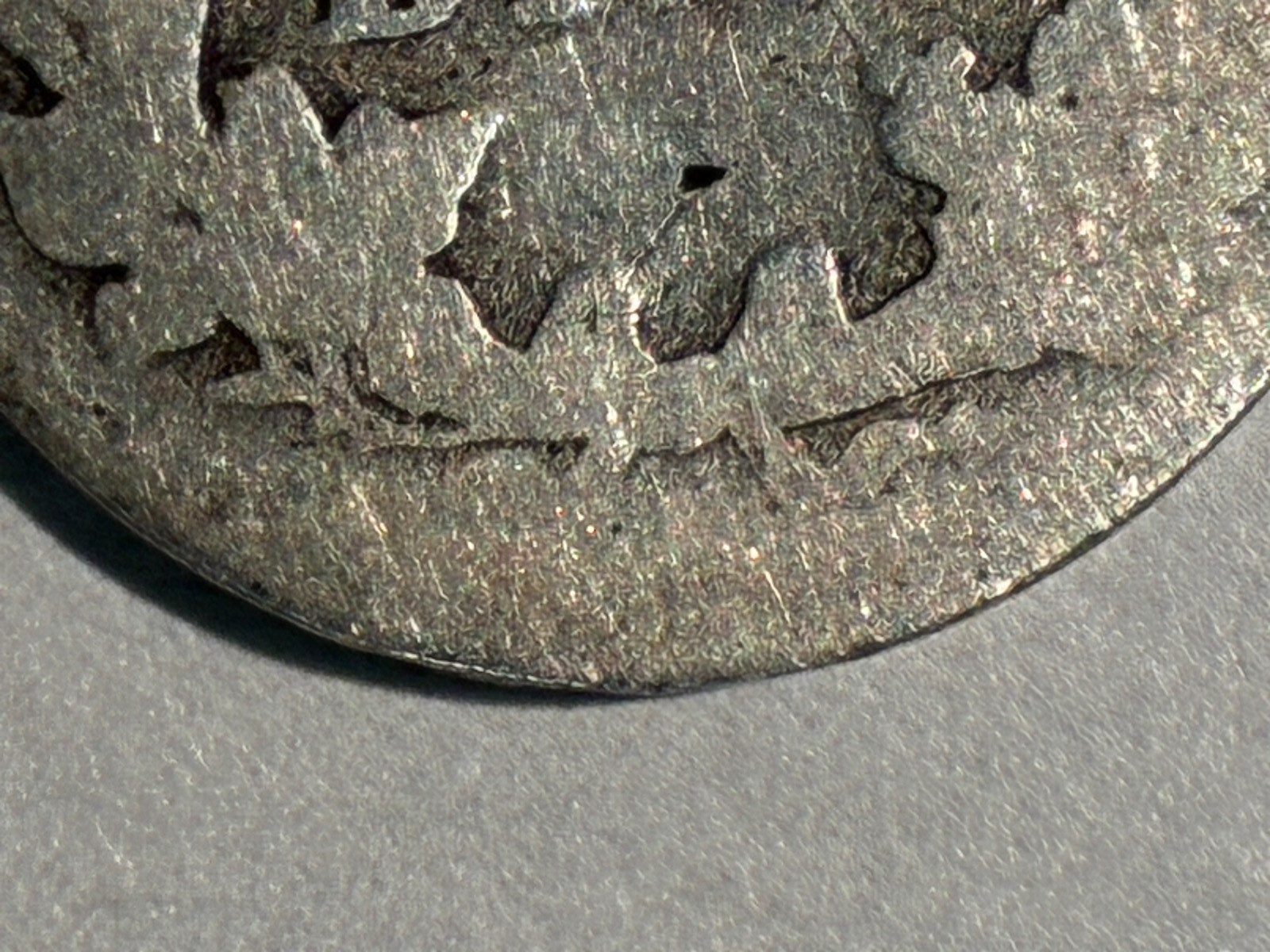 1895 Unknown Mint Barber Dime. Could be S or Plain, maybe O. Poor condition