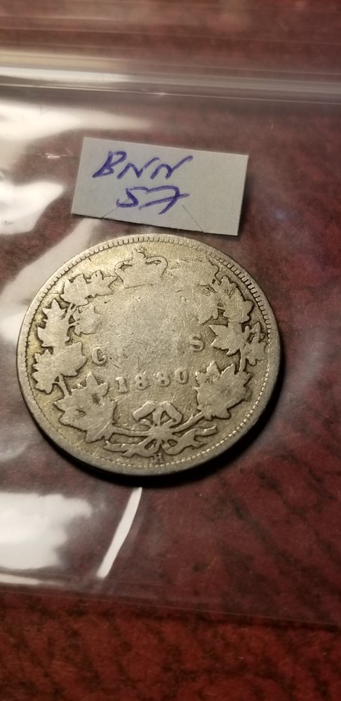 1880 H Canada 25 Cents Silver Coin Idbba1.