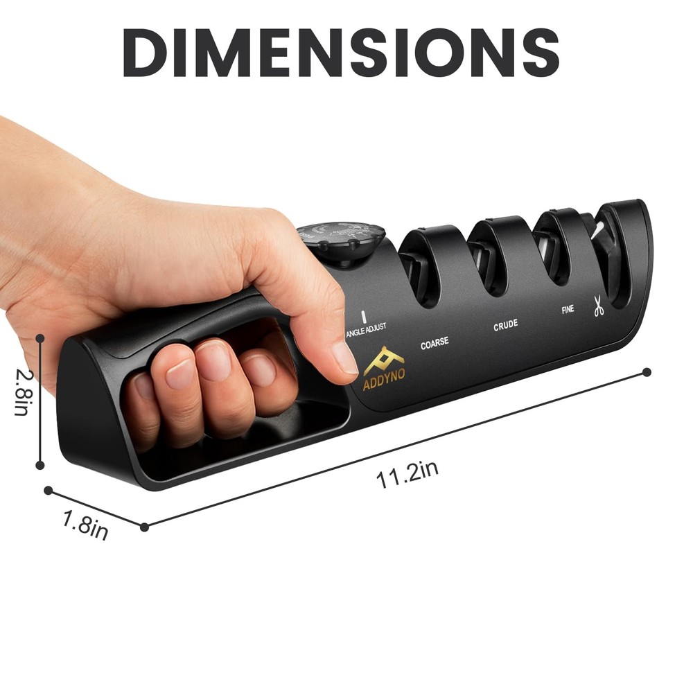 4in1 Knife Sharpener with Angle Guide, Adjustable Edge,3Stage Coarse–Sharpen–...