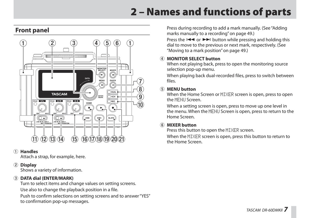 Tascam DR-60DMK II — Reference Manual User Guide — 89 Pages — USA Made