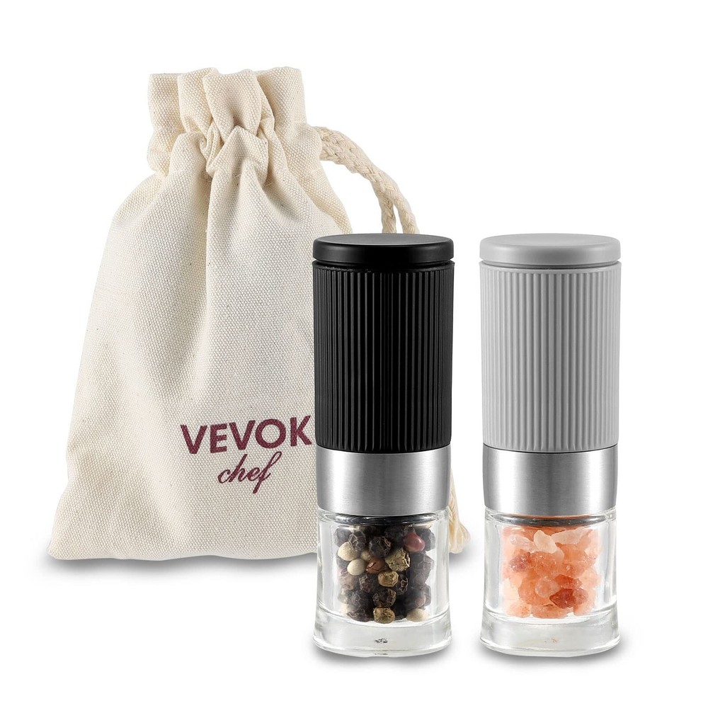 Mini Salt and Pepper Grinder Set, Small Tiny Adjustable Coarseness Ceramic Sa...