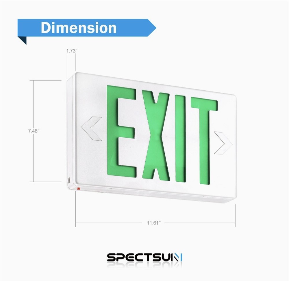 4 Pack Double Sided Exit Signs, Green LED Lights with Battery Backup Combo