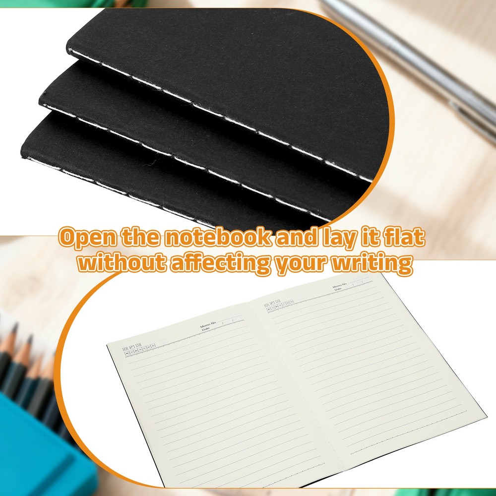 3 Pack A5 Notebook, A5 Journal Mini Notebook Pocket Kraft,Black