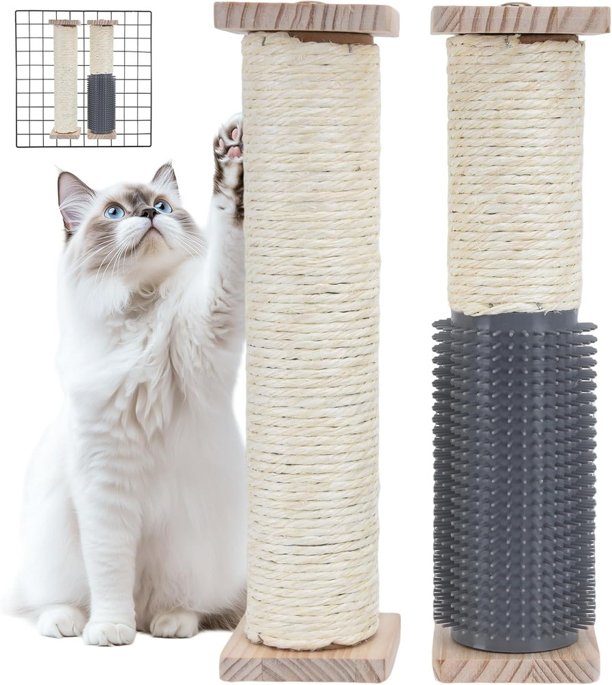 2 Pack Cat Scratching Post for Crate Cage, Wall Mounted Cat Scratcher Post with