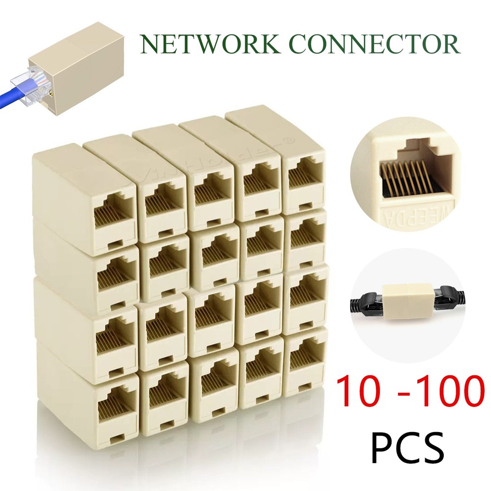 10-100* RJ45 Inline Coupler Cat6/Cat5e Ethernet Network Cable Extender Connector