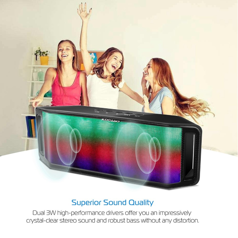 Portable LED Wireless Speaker Multicolor Dancing Light Speakerphone Mic Bass