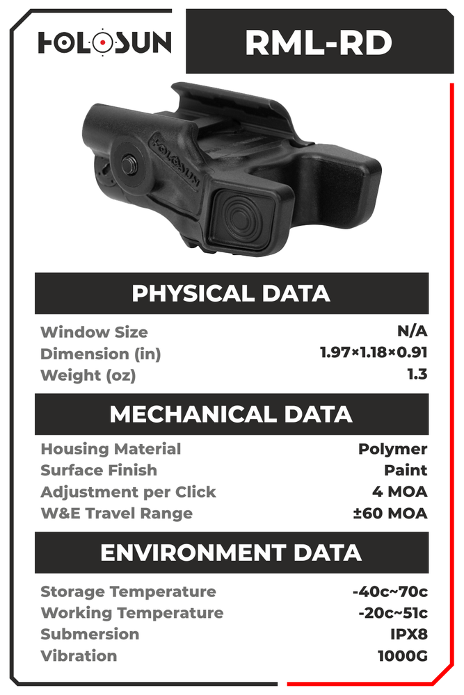 Holosun Compact RML Rail Mounted Red Laser Pointer RML-RD w/ Free CD Hat Bundle
