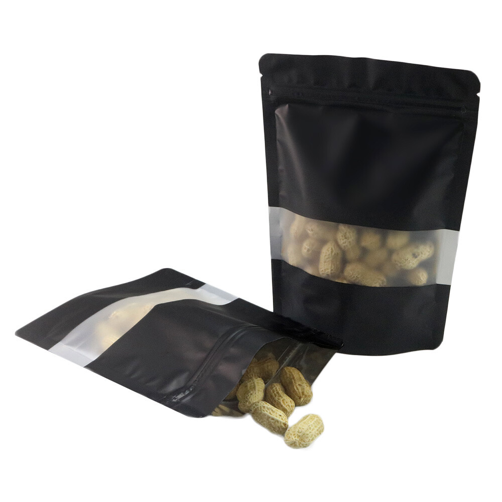 Black Food Safe Packaging Bags Smell Proof Storage Bags Stand Up Bag with Window