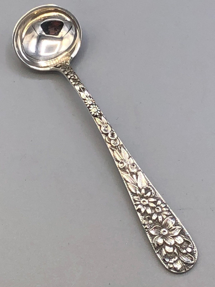 S. Kirk & Son Repousse Sterling Silver Master Salt Spoon 3.75"