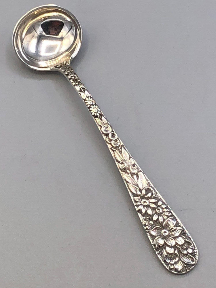 S. Kirk & Son Repousse Sterling Silver Master Salt Spoon 3.75"