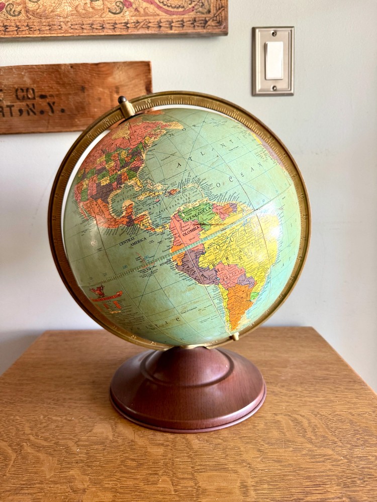 1940's Replogle 12" Reference Globe ~ Vtg World Globe on Stand