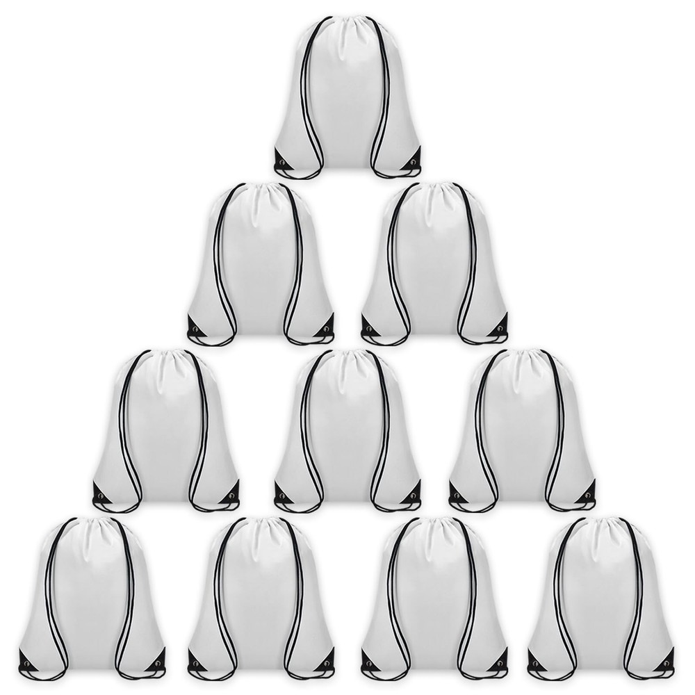Grneric 10Pcs Drawstring Backpack Bulk Cinch Bag, 16.5 x 13.3 inches, White