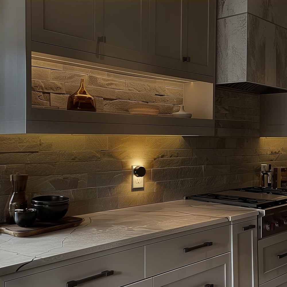 Night Lights Plug into Wall [2 Pack], Dusk to Dawn Sensor Warm - Black Shade