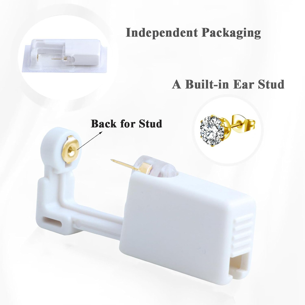 Ear Piercing Kit-18 PCS Disposable Self Ear Piercing Gun Piercing Tools with Gol