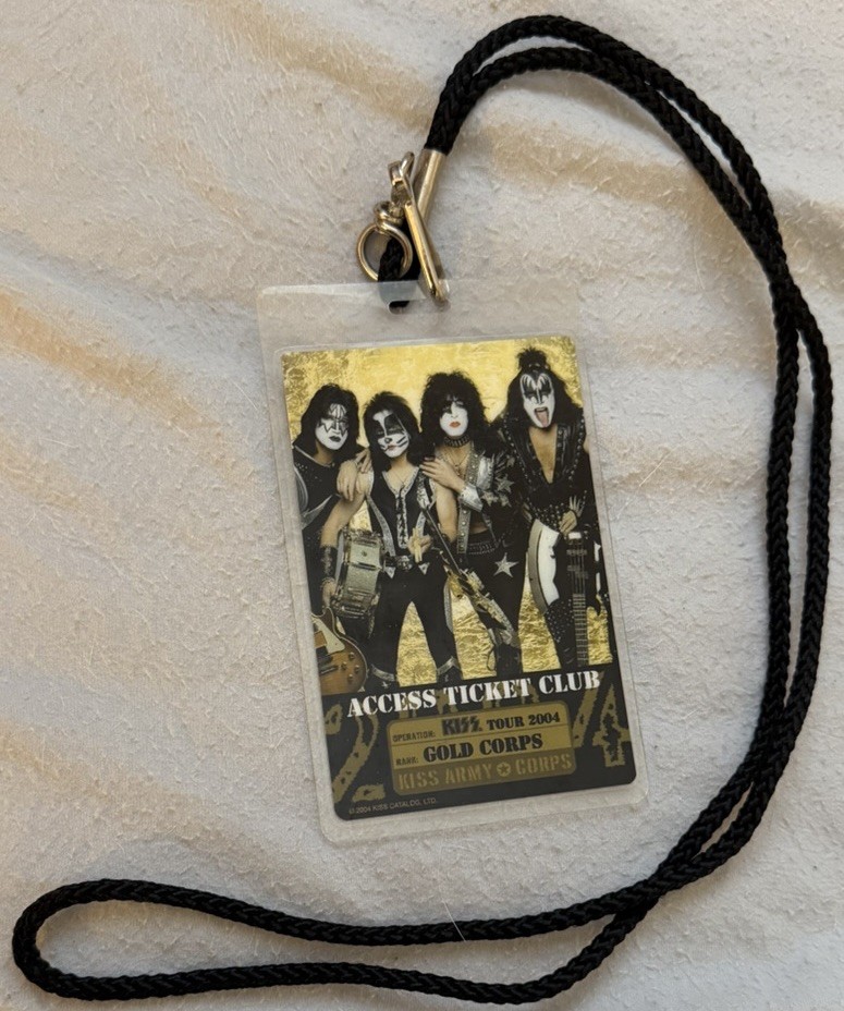 KISS Tour 2004 Gold Corps Access Ticket Club Laminated KISS Army Corps w/Lanyard