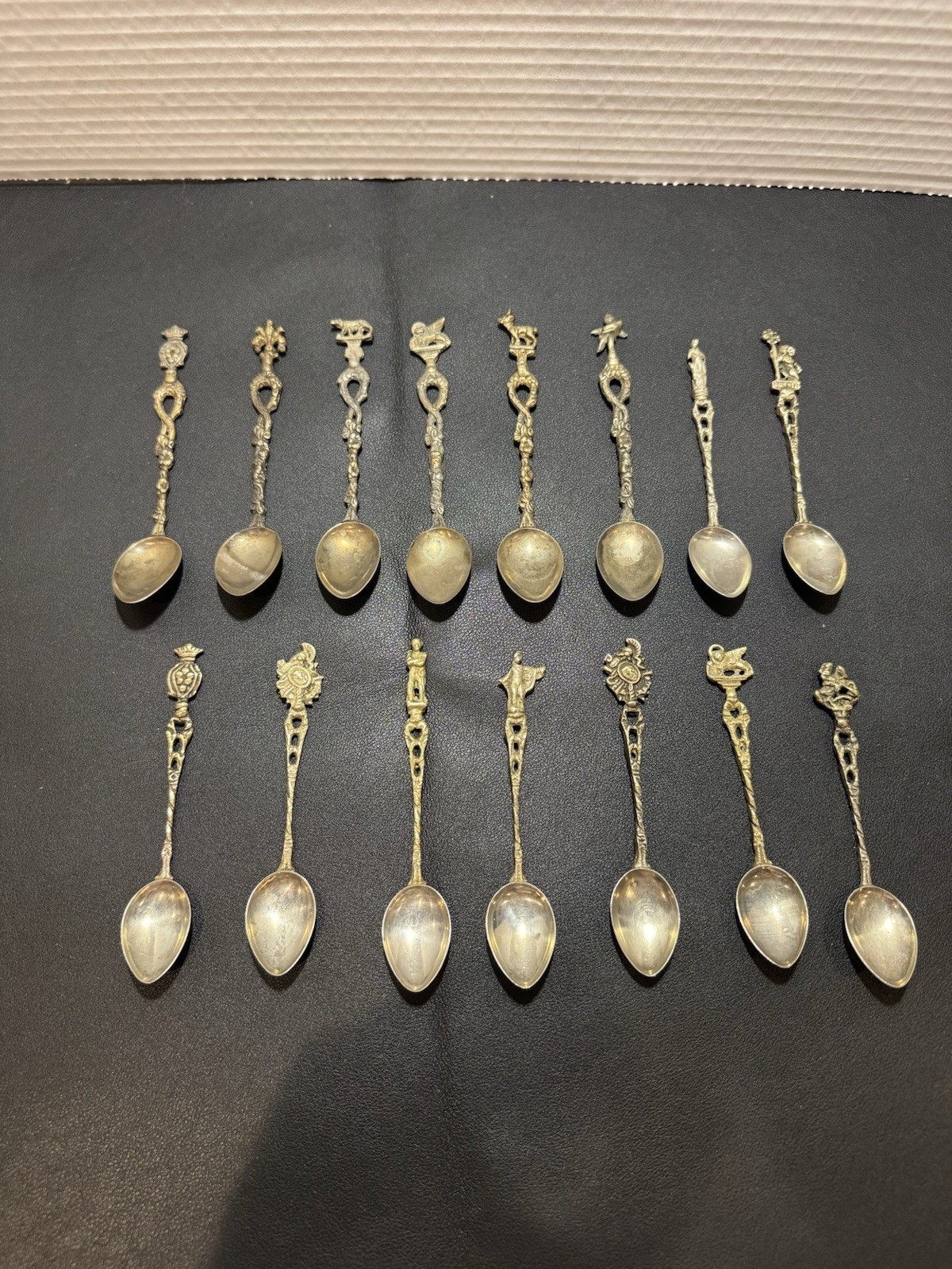 Vintage Italian Silver Plate  Figural Demitasse Spoons Set 15