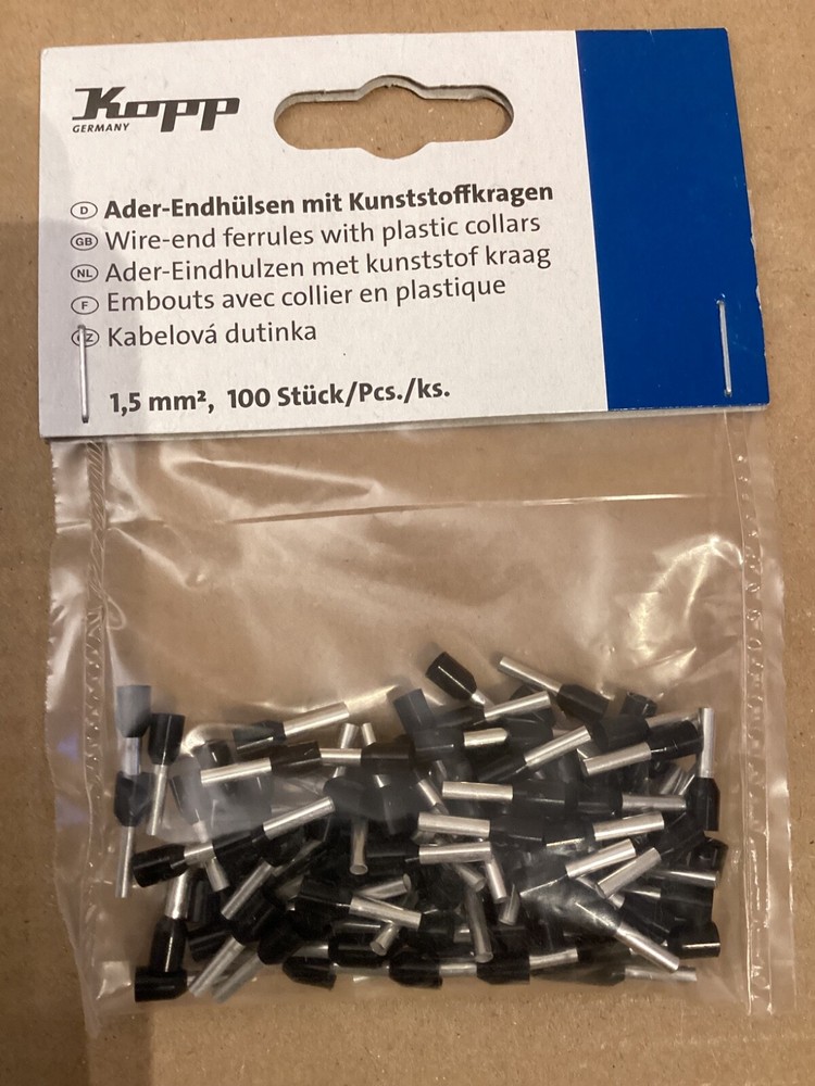Kopp wire end ferrules with plastic collar 1.5mm² 100 pieces