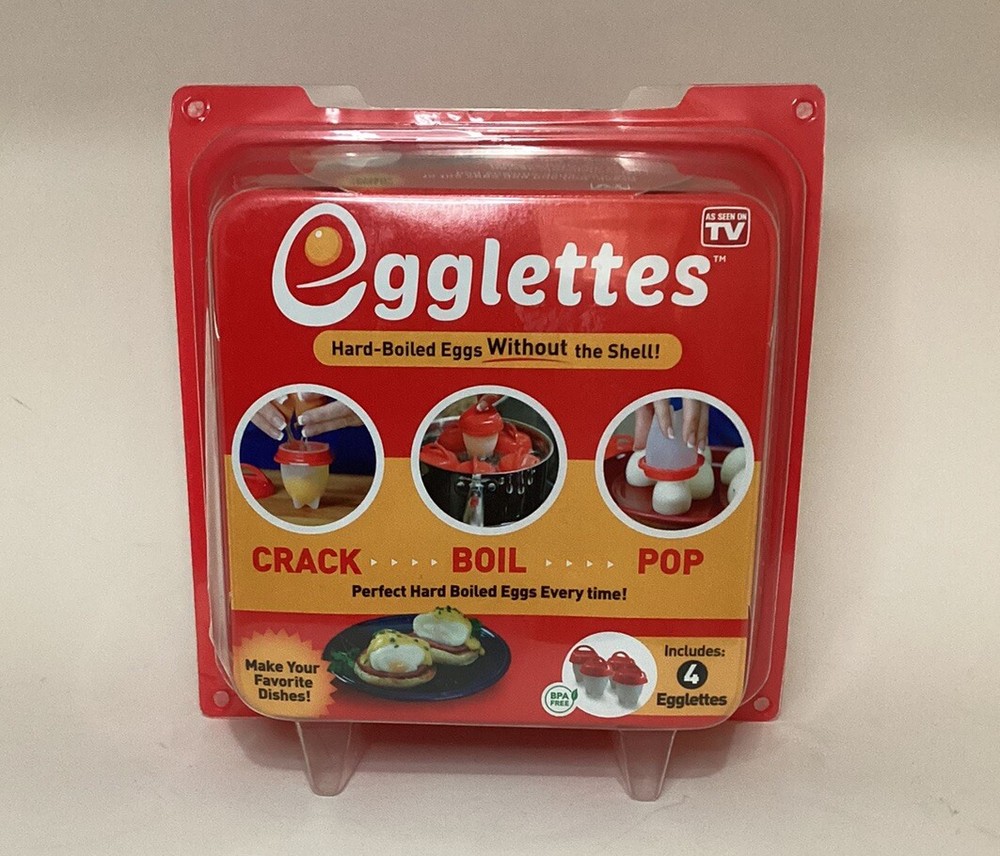 EGGLETTES Hard Boiled Egg Maker, 4 count New in Container