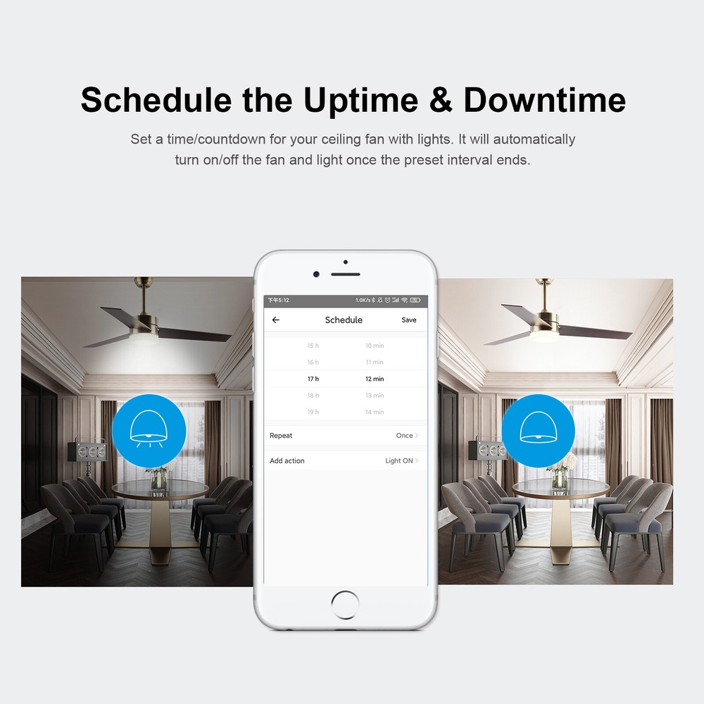 SONOFF IFan04-L WiFi Smart Ceiling Fan Switch Light Controller RF Remote Control