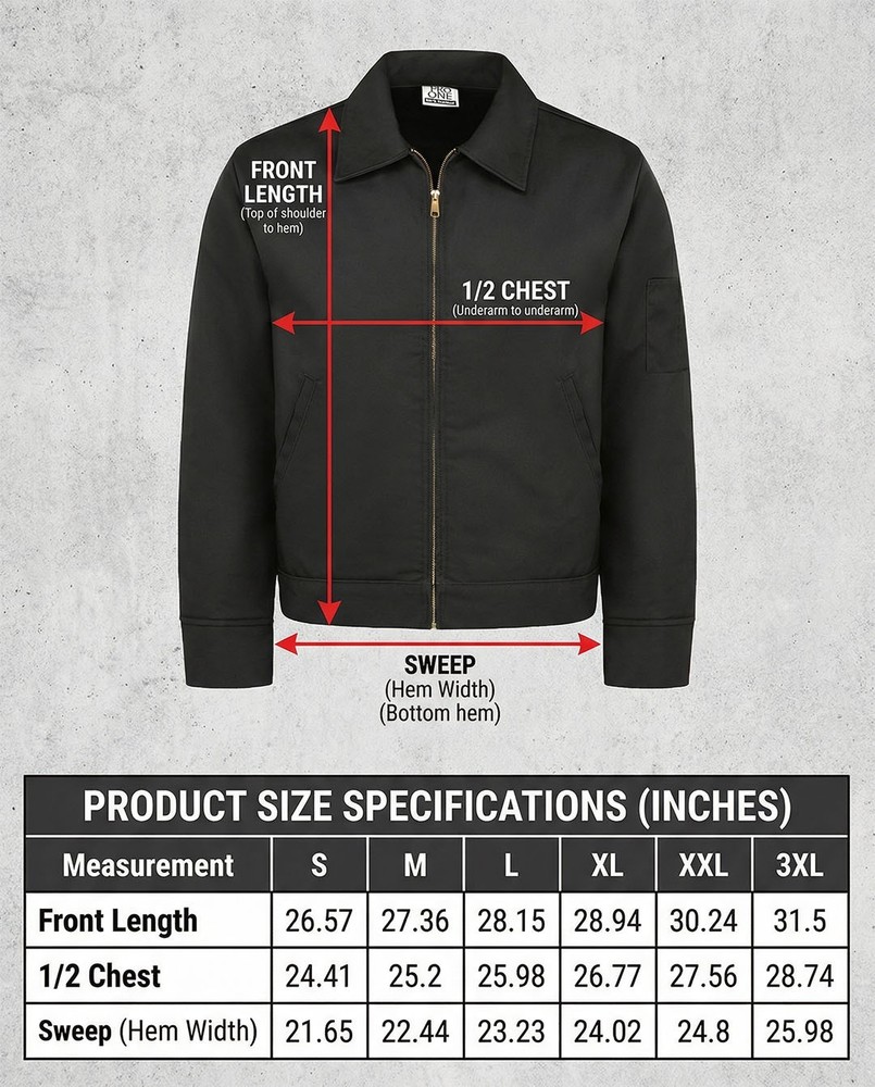 Men’s Work Jacket Heavy Duty Zip Front Mechanic Utility Jacket Durable Class