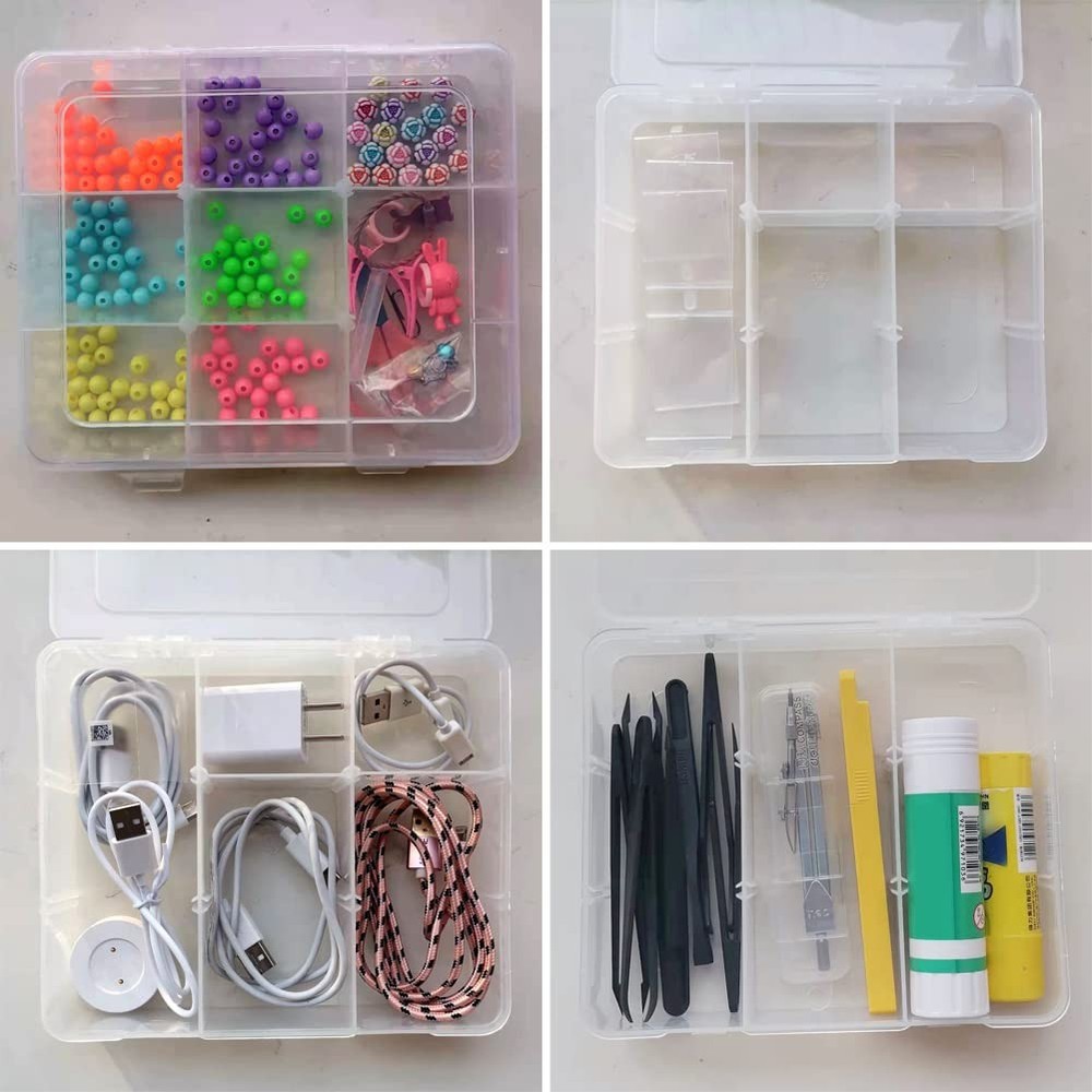 9 Grids Plastic Storage Compartment Organizer Container with Adjustable Divid...