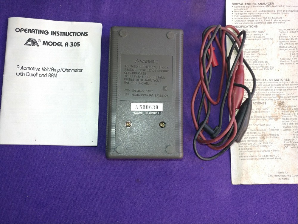 Vintage Digital Diagnostic Engine Analyzer Model A305 Auto Volt Ohm Tach RPM