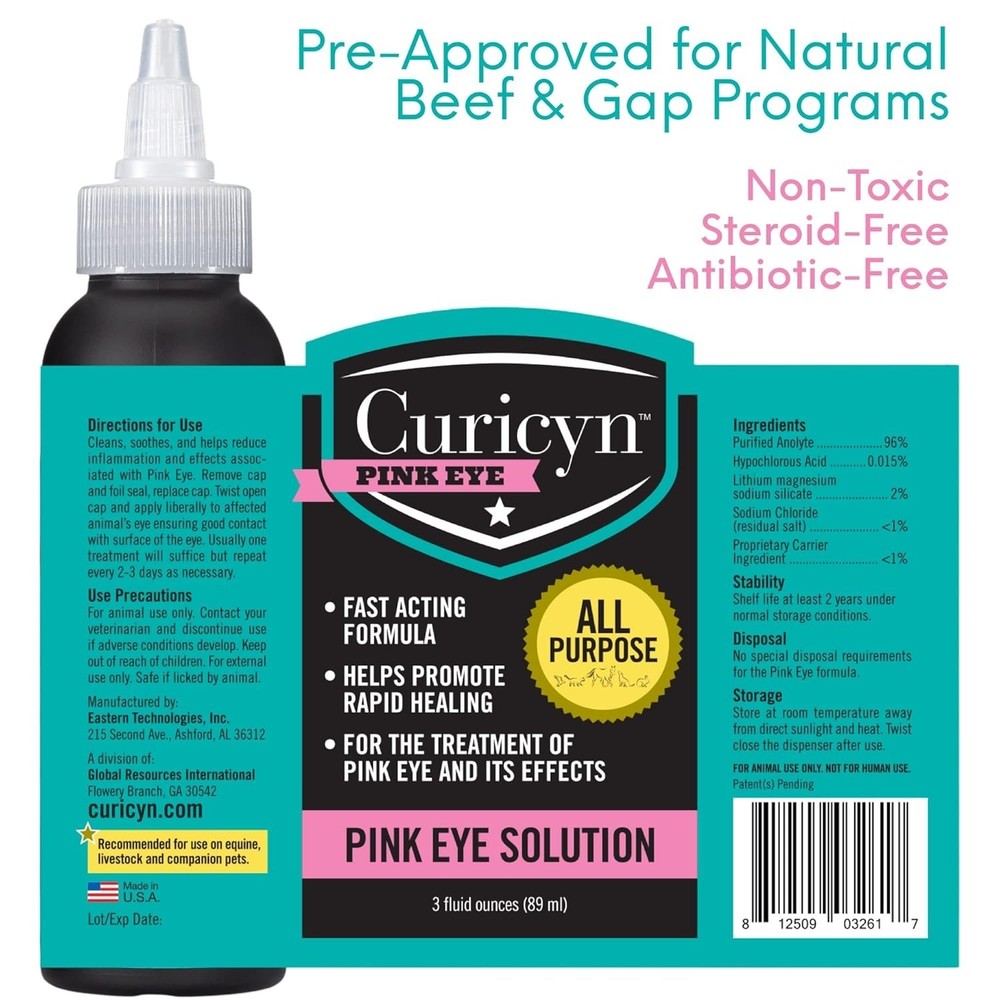 3oz Conjunctivitis Eye Drops - Extra Strength Solution for Pets & Livestock
