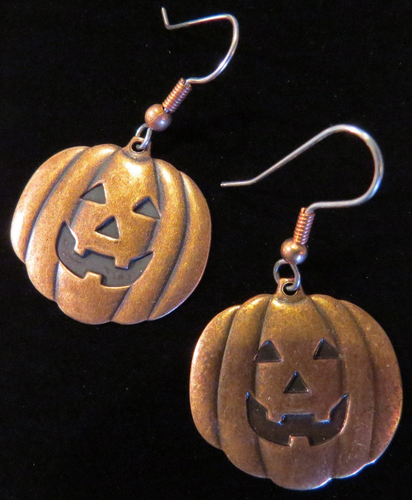 Jack-o-lanterns Large Earrings Copper Halloween