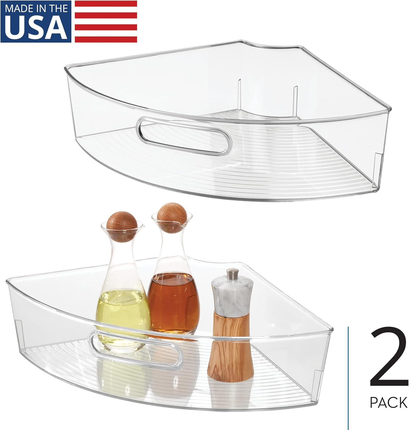 Clear Plastic 1/4 Wedge Bin for Corner Lazy Susan Cabinet, Kitchen Cabinet Organ