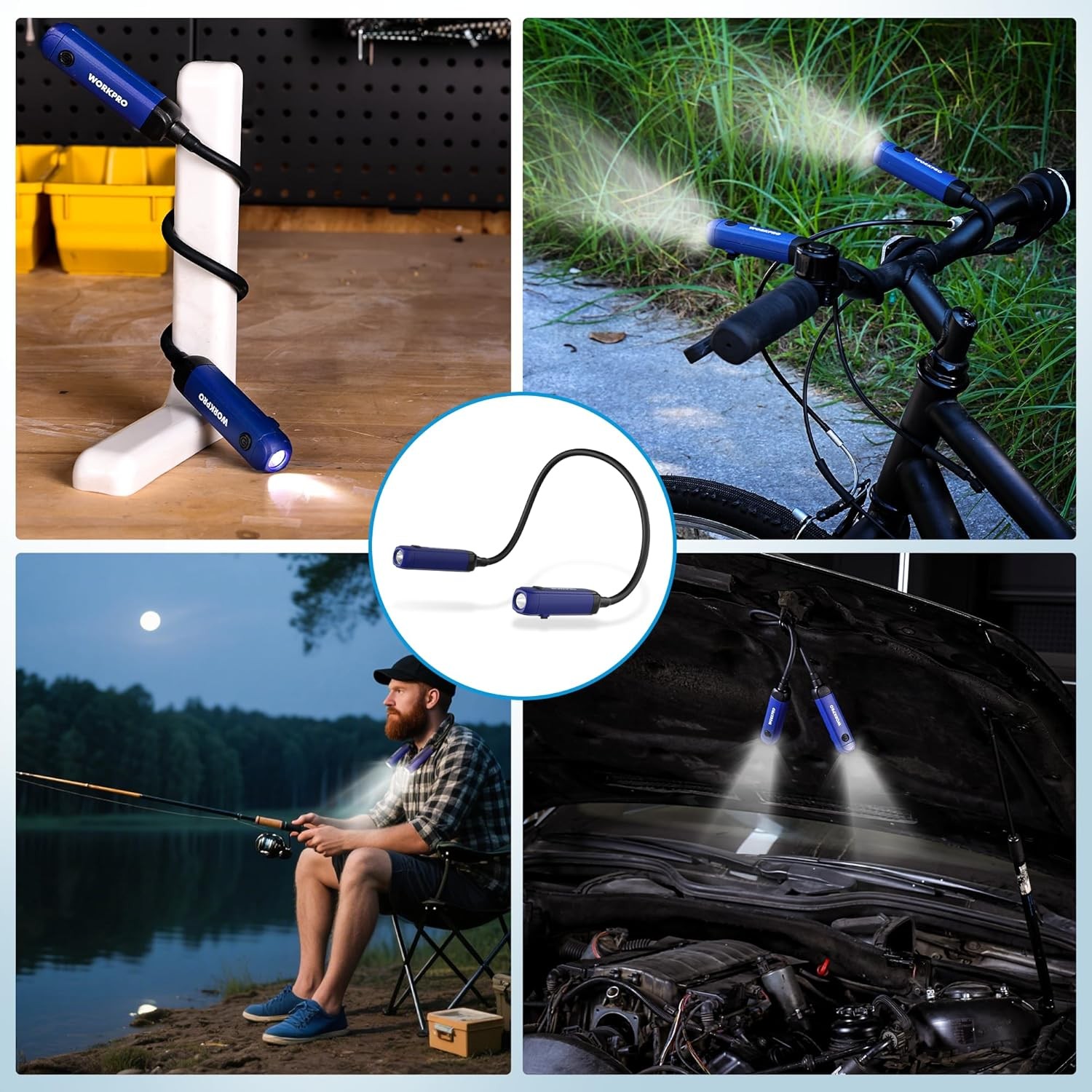 WORKPRO 300LM Rechargeable Neck Light Hands-Free 3 Brightness Level Bendable Arm