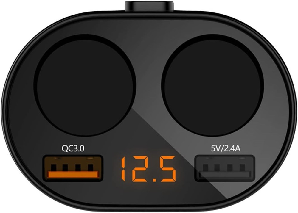 Car Cigarette Lighter Splitter 2-Socket Cigarette Lighter Adapter with Led Volt