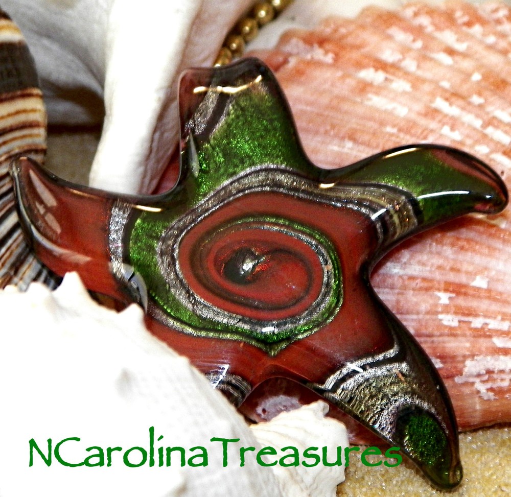 GLASS CEILING FAN LIGHT SWITCH PULL STARFISH RED GREEN VORTEX STAR LARGE PAIR