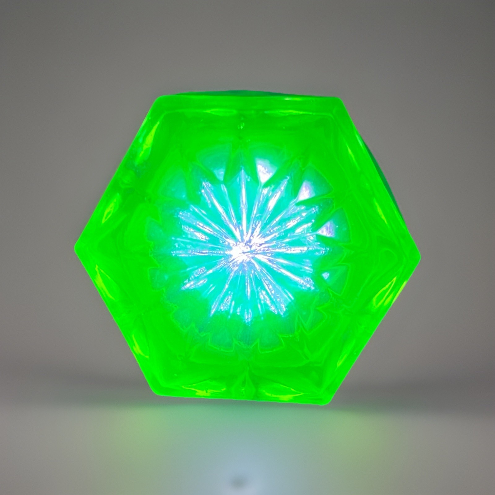 ANTIQUE John Walsh Milky Opalescent Hexagonal Bright Uranium Glow Salt Cellar