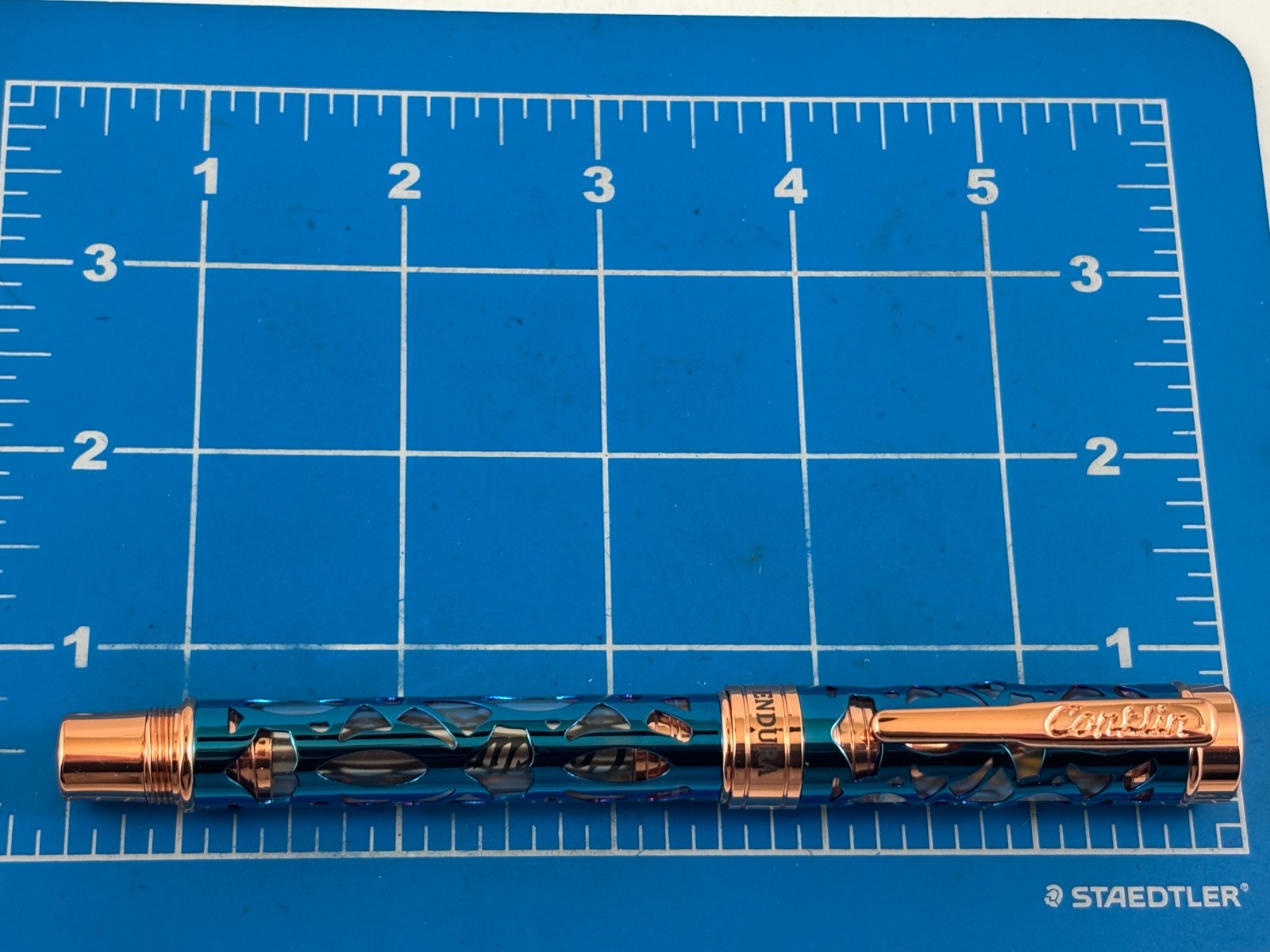 Judd's NEW Conklin Endura Deco Crest Demo Blue Rose Gold Rollerball Pen