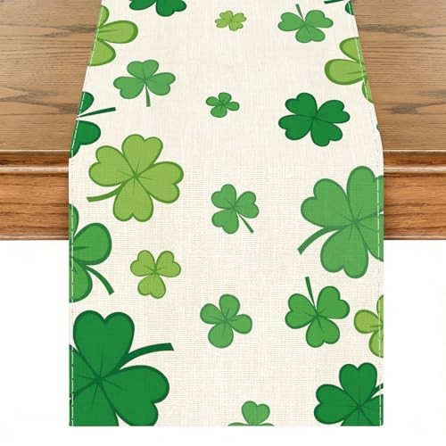 St. Patrick's Day Table Runner,Spring Holiday Kitchen Dining Table Shamrock
