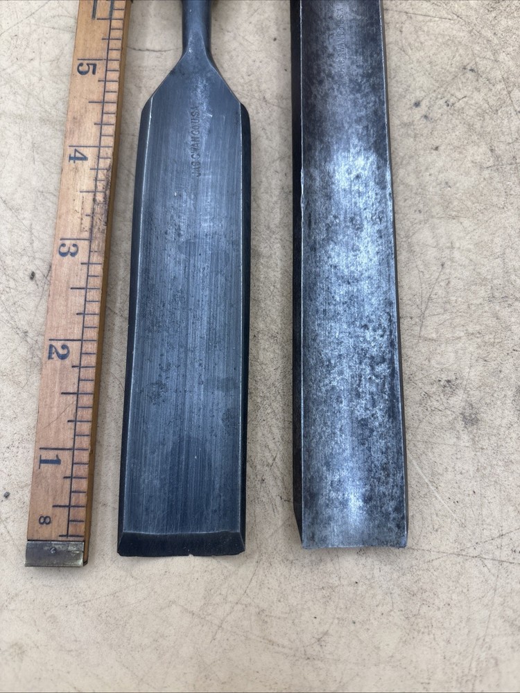 2 Vintage James Swan Gouges Chisels 7/8”, 1” Wide.