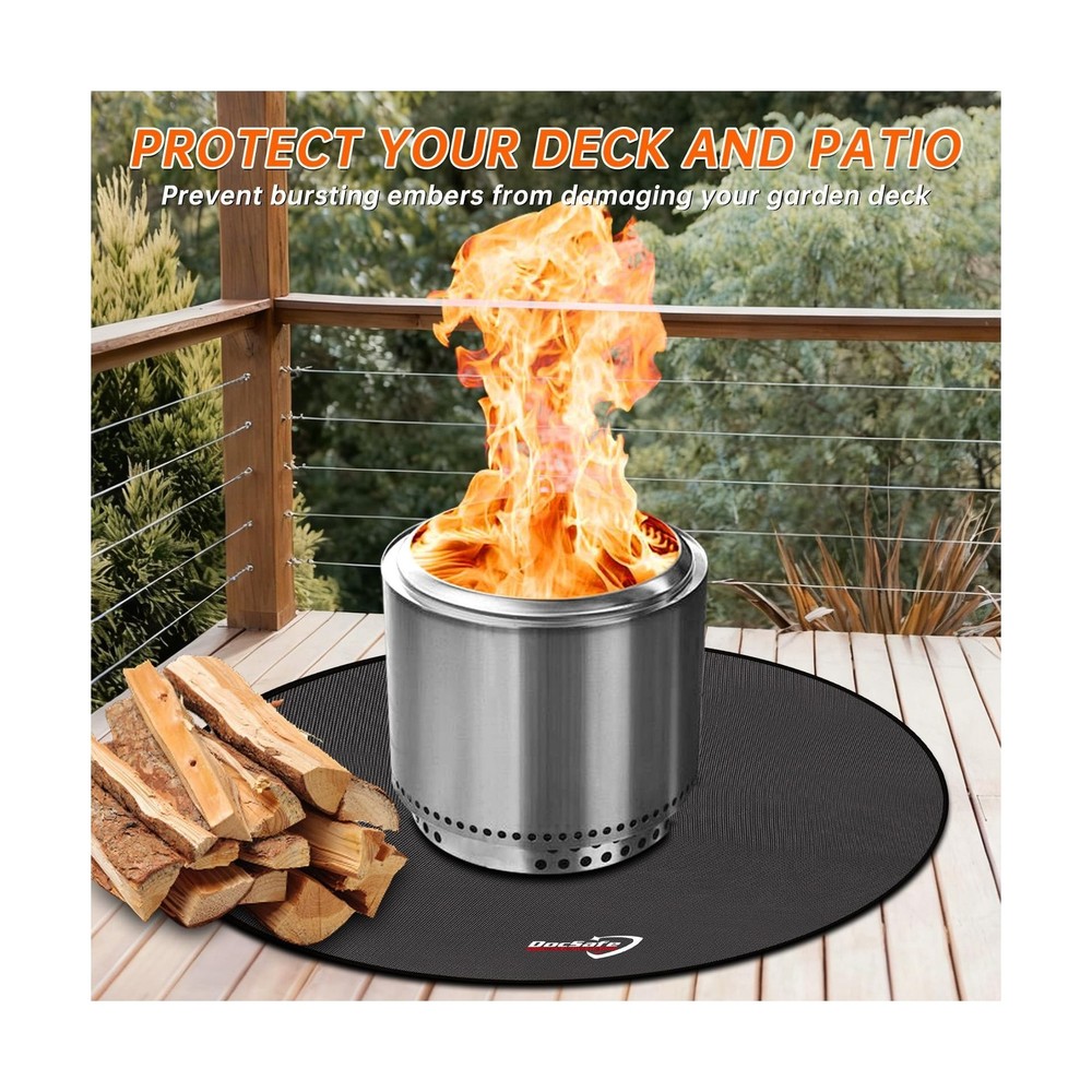 DocSafe 36" Fire Pit Mat for Solo Stove Bonfire,4 Layers Double-Sided Firepro...